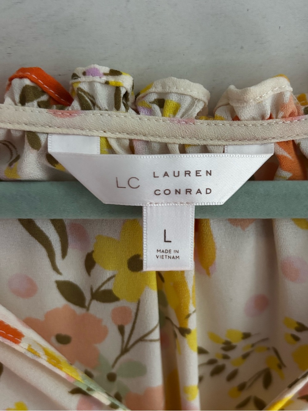 LC Lauren Conrad Cream Floral Dress with Yellow and Orange Blooms - Picture 3 of 5